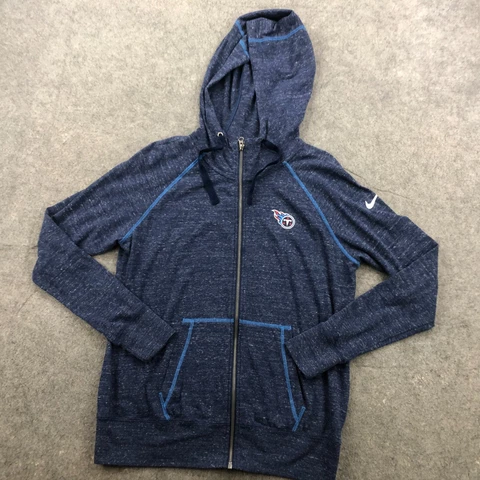 Tennessee Titans Jacket Womens Large Blue Full Zip Fleece Spell Out Logo NFL Cover