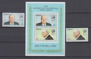 10. Seychelles 1974 Birth of Winston Spencer Churchill Minisheet + Stamps - Picture 1 of 1