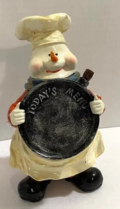 SNOWMAN CHEF HOLDING A FRY PAN "TODAY'S MENU", 7" TALL - Picture 1 of 2