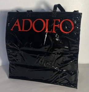 Borsa vintage Adolfo nera vernice lettere rosse made in Taiwan r.o.c - Foto 1 di 6