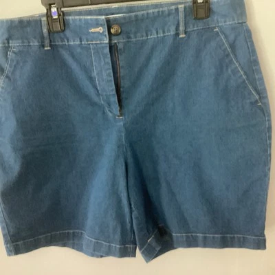 Pantalones cortos de mezclilla para mujer Kim Rogers talla 16 azul costuras decorativas 4 bolsillos Foto 1 de 4