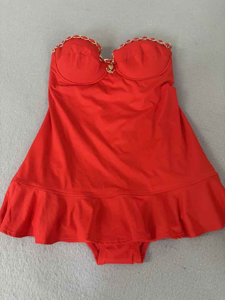 Vestido de baño Juicy Couture para mujer pequeño rojo cadena correa volantes falda una pieza nuevo con etiquetas Foto 1 de 4
