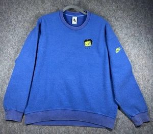 Nike x Olivia Kim Betty Boop blaues flauschiges Damen-Sweatshirt mit Rundhalsausschnitt Large CT2024-480 - Bild 1 von 11