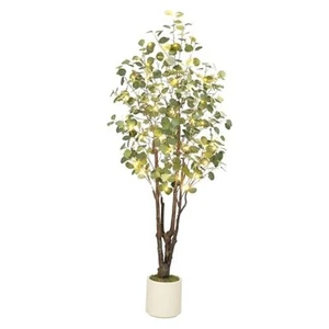 Artificial Eucalyptus Tree, 6ft Tall Fake Artificial Plant with White - Picture 1 of 8