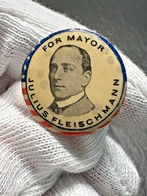 1900 ERA JULIUS FLEISCHMANN FÜR BÜRGERMEISTER CINCINNATI OHIO KAMPAGNE BUTTON PIN I670 - Bild 1 von 4