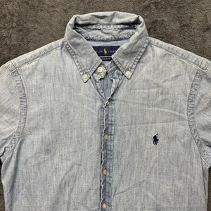 Polo Ralph Lauren camicia uomo XS blu chambray vestibilità classica bottoni preppy pony - Foto 1 di 10