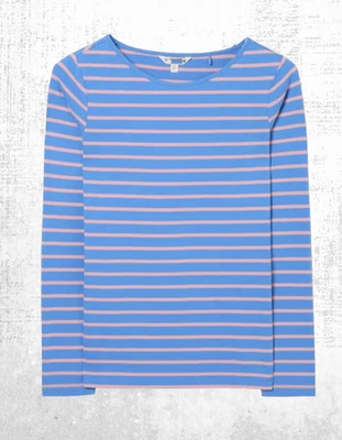 Women’s Fat Face Breton Top Cotton Long Sleeve Blue Multi Pink Stripe Crew Neck - Image 1 of 4