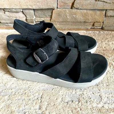 Sandálias plataforma Keen Elecity couro preto cinza camurça alça ajustável: 9 - Imagem 1 de 4