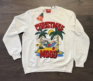 Suéter Feo Navidad Santa Hamaca Palmeras - Blanco - Talla L *NUEVO con Etiqueta* - Imagen 1 de 2