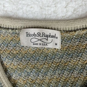 Vintage Tricots St Raphael Mens M USA Vneck Knitted Sweater Jumper Grandpacore - Picture 1 of 16