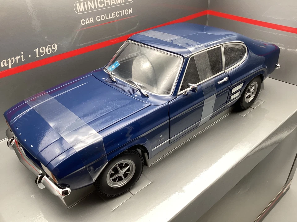 Modellautos 1:18 Minichamps  Ford Capri 1969 dark blue mit OVP - Bild 1 von 4