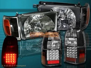 1996 1997 1998 TOYOTA 4RUNNER BLACK HEADLIGHTS + CORNER + LED TAIL LIGHTS BLACK - Foto 1 di 4
