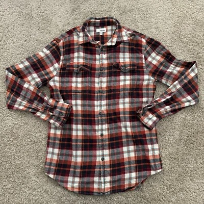 Sonoma Flannel Shirt Men's Small Pumpkin Orange Red Tattersall Check Plaid - Image 1 of 4