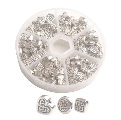 180PCS Antiqued Silver Metal Celtic Knot Spacer Beads for Jewelry Making - Image 1 of 4