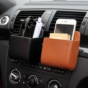 Car Phone Holder Mount Air Vent Storage Box PU Leather Glasses Organizer UK - Picture 1 of 14