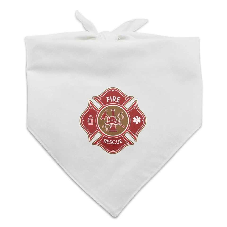 Firefighter Fire Rescue Maltese Cross Dog Pet Bandana - Image 1 of 1
