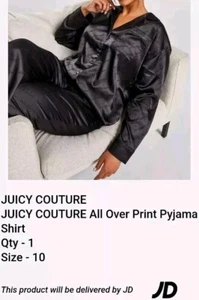 Lovely Juicy Couture Black Long Sleeve Collar Button Pyjama Shirt, size medium - Picture 1 of 16