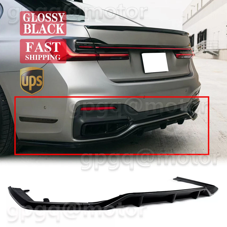 适用于宝马 G11 G12 7 系列 19-22 光泽黑色后保险杠扩散器带转角围裙 — 第 1/4 张图片