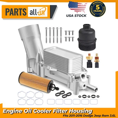 Carcasa de filtro de enfriador de aceite de motor de aluminio para Dodge Jeep Ram 2011-2016 3,6 L Foto 1 de 4