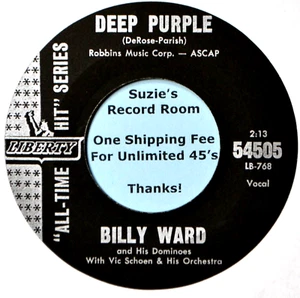 Billy Ward & Dominoes Deep Purple / Stardust HITS Nice VG+ 45 7" Vinyl -Coupons! - Picture 1 of 3
