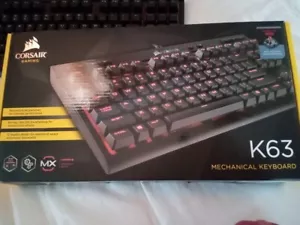 Corsair K63 USB Cherry Red Gaming Keyboard QWERTY Standard CH-9115020-JP Black - Picture 1 of 12