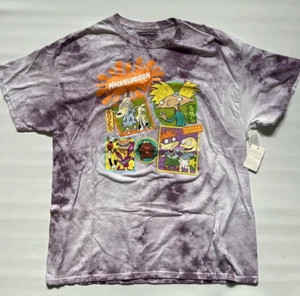 Men's Nickelodeon Nick Toons Tie Dye Graphic Print T-Shirt XL Purple NWT - Picture 1 of 7