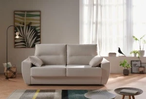Sofa Cama Italiano 3 Plazas Tela Antimanchas Gran Confort en Color Gris y Beige - Imagen 1 de 3