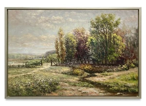 Hungryartist -Original Painting of Forest Landscape on Canvas 24x36 Framed - Picture 1 of 6