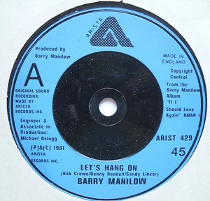 BARRY MANILOW - Let's Hang On - Excellent Condition 7" Single ARIST 429 - Picture 1 of 1