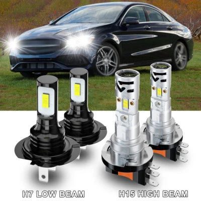 Kit de 4 faros Fit Mercedes-Benz CLA250 2014-2016 2019 H15+H7 alto bajo 6500 k Foto 1 de 4