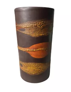 Vintage Royal Haeger Brown Earth Graphic Wrap Shape 4162X Cylinder Vase 7" tall - Picture 1 of 6