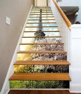 3D Eiffel Tower AZ1084 Stair Risers Decoration Mural Vinyl Wallpaper Kay - Image 1 of 4