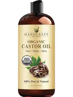 Premium Organic Castor Oil 100% Pure and Hexane-Free Cold-Pressed Beauty 16 fl. - Image 1 of 4