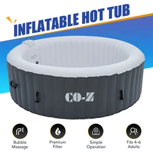 CO-Z 6 Person Portable Hot Tub Spa with Air Pump Cover Heater Outdoor Pool Gray - Picture 1 of 10
