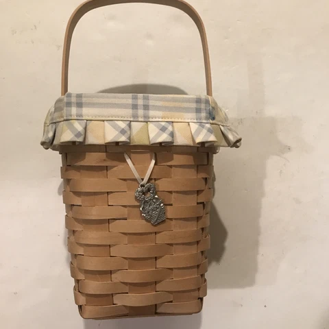 Longaberger Make a Basket w/Stationary Handle, Cloth & Plastic Liners, Tie-On Cover