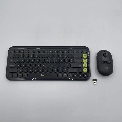 Logitech POP ICON Combo, Bluetooth Keyboard and Mouse Combo - Graphite and Lime - Image 1 of 4