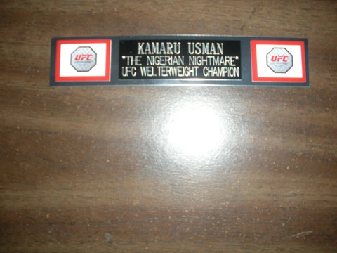 KAMARU USMAN (UFC) NAMEPLATE FOR SIGNED TRUNKS DISPLAY/PHOTO/PLAQUE Cover