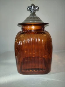 Large Vintage Amber Canister - Picture 1 of 2