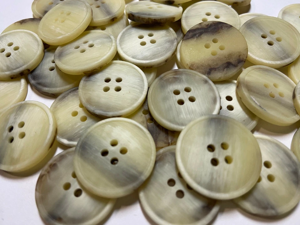 Premium Imitation Horn Button Matte Finish w/Rim Natural/Brown 13mm 23mm 4hole - Image 1 of 2