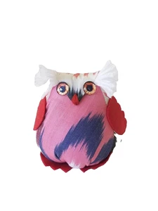 UNIQUE & WHIMSICAL STUFFED IKAT DRESSED OWL - HAND MADE - STUFFED & SOFT - Picture 1 of 7
