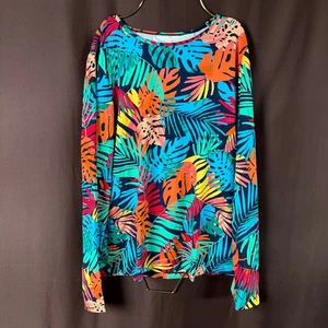 Camisa de natación Lands' End para mujer M larga floral manga larga cuello redondo protección contra erupciones - Imagen 1 de 8