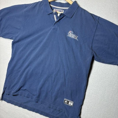 Camisa polo de iniciación de fútbol americano NFL azul grande de los New England Patriots para hombre vintage años 90 Foto 1 de 4