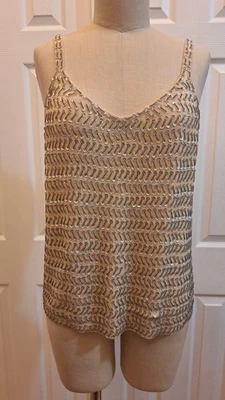 Camiseta sin mangas Joseph A. Mezcla de seda y lentejuelas beige Talla: XL Foto 1 de 4