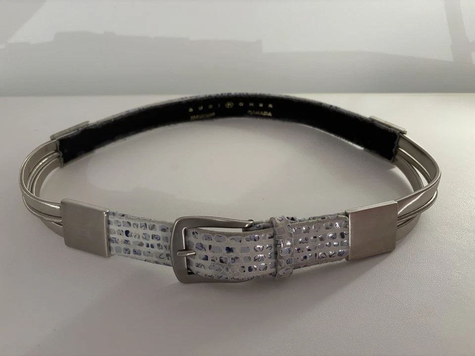 Vintage Suzi Roher blue snakeskin & metal belt - M - favorite of Princess Kate! - Image 1 of 4