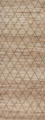 Handmade Earth Tone Trellis Moroccan Oriental Runner Rug 3x10 Ft Modern Wool Rug - Image 1 of 4
