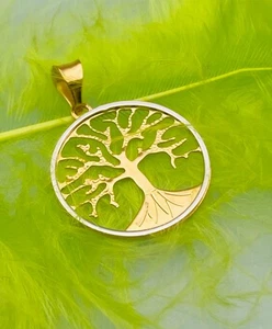 Colgante oro 750 18 quilates bicolor *árbol de la vida* árbol de la vida amuleto de la suerte👍 - Imagen 1 de 2