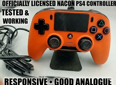 Nacon PS4 Wired Controller Orange Compact Soft Grip Long 3m Cable - Image 1 of 4