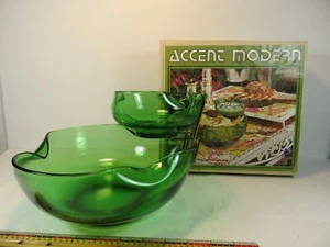 Anchor Hocking Chip Dip Set Accent Modern Spearmint 9 1/4 5 inch Bowls Holder - Picture 1 of 10