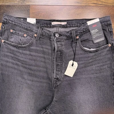 Levis Premium Ribcage Straight Ankle Jeans Womens 16 Wide Black High Rise New - Image 1 of 4