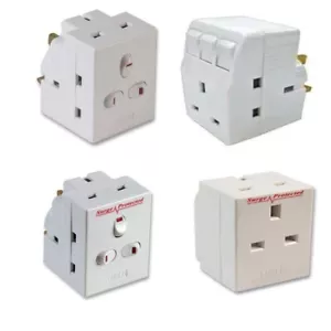 3 way Plug in Mains 13A Power Adaptor UK Switched Surge Protected Socket  2, 3 - Picture 1 of 13